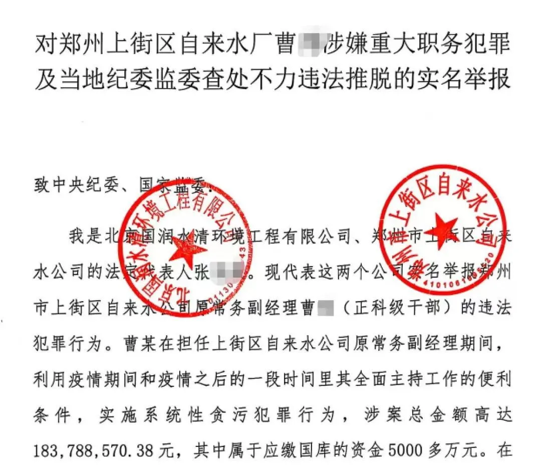 （举报信内容 受访者提供）