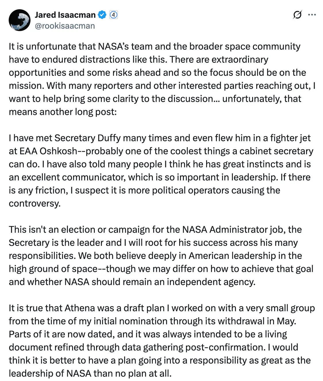 艾萨克曼证实了这一计划