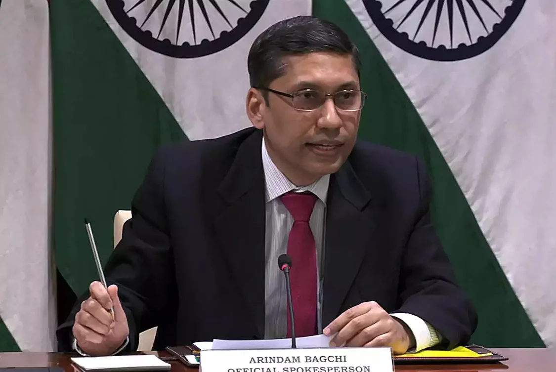 印度外交部发言人阿林丹·巴奇，视频截图
