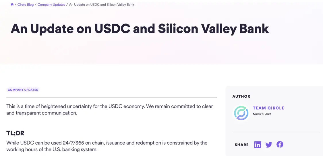 硅谷银行破产后，全球第二大稳定币USDC一度“脱锚”