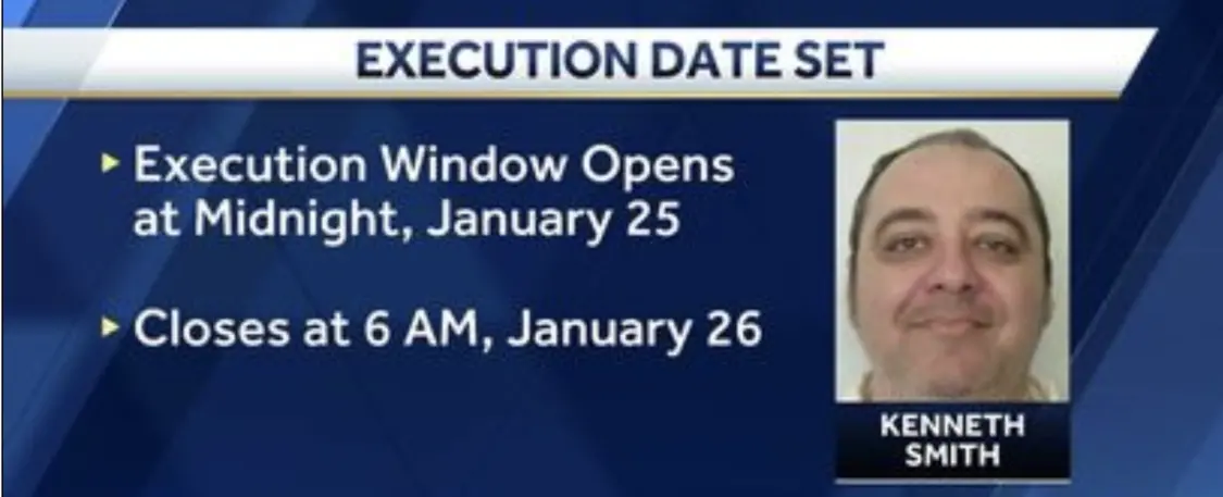 ▲史密斯的处决时间定于明年1月25日至26日之间