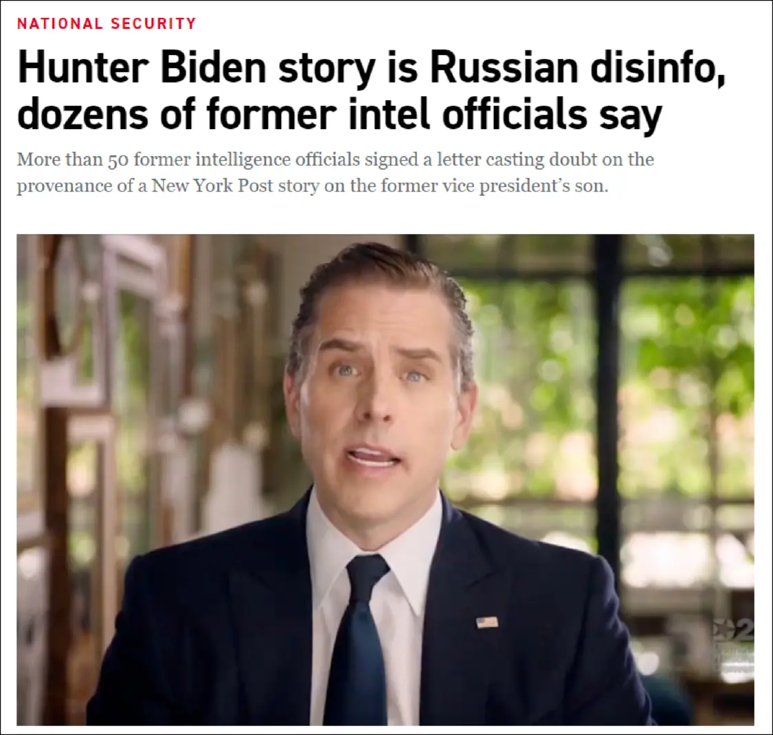 美国政治新闻网（Politico）在2020年10月19日的报道截图