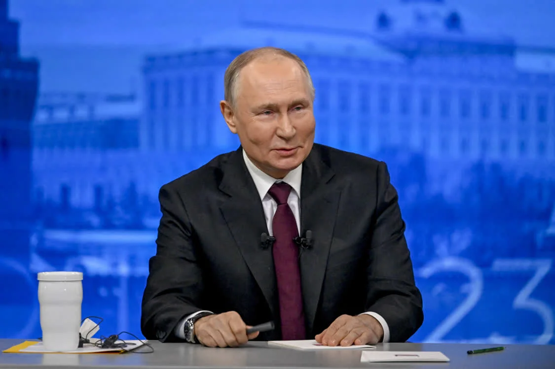 12月14日，俄总统普京在俄罗斯首都莫斯科举行年度记者会，并与俄罗斯民众进行直播连线。本文图片 澎湃影像 图