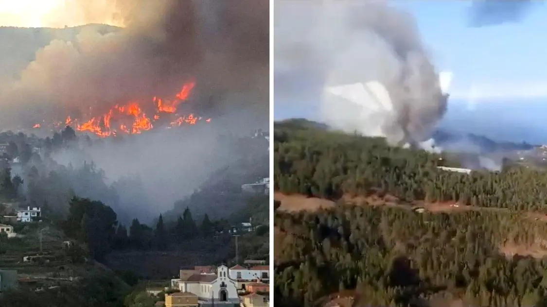 ▲西班牙拉帕尔马岛发生森林大火