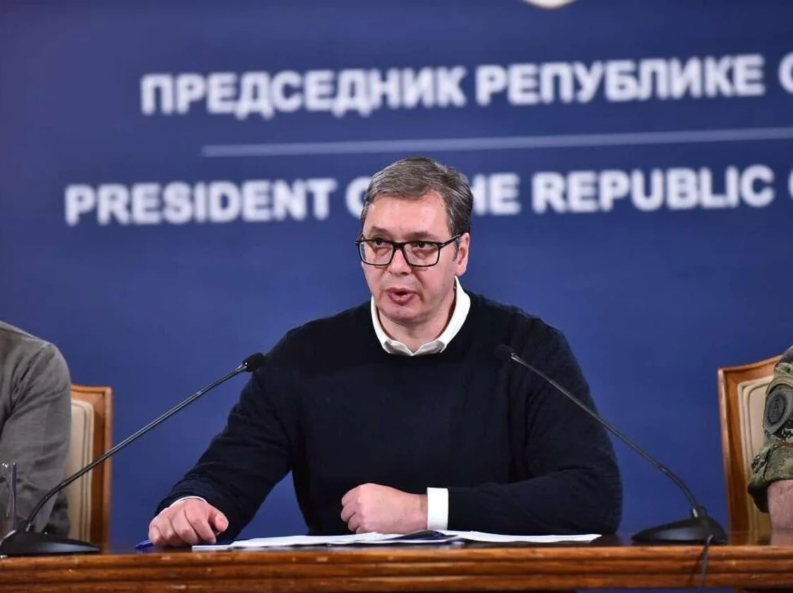 武契奇29日发表讲话 图自塞尔维亚总统办公室