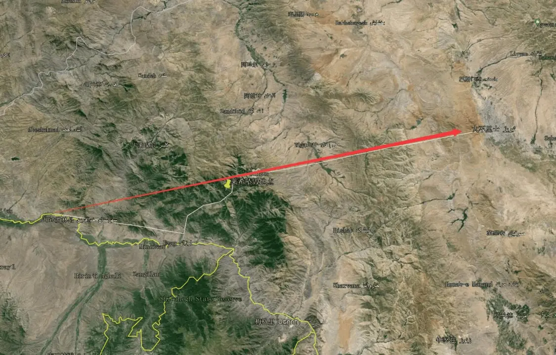 从水电站飞往大不里士需要穿越一片山区