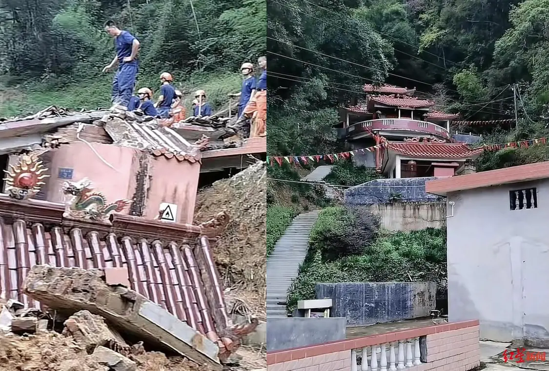 ▲暴雨前后的清源寺