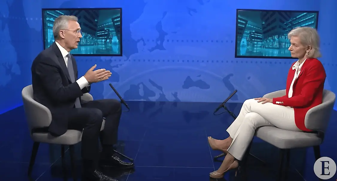 斯托尔滕贝格24日接受采访（《经济学人》视频截图）