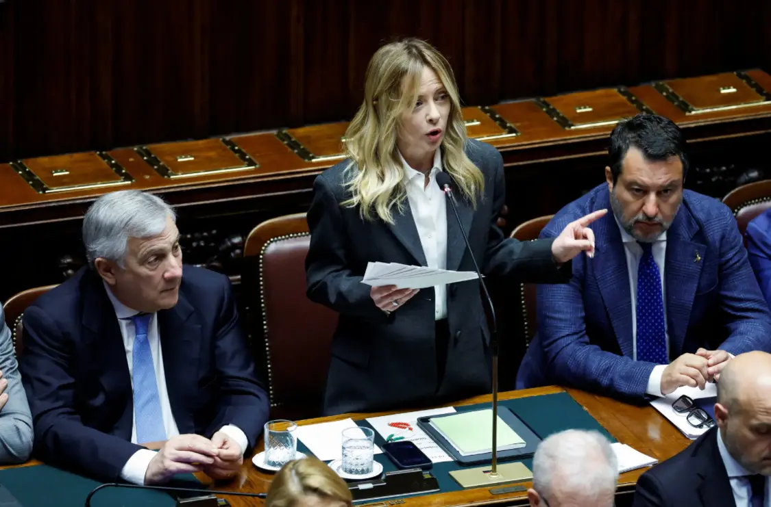 ▲意大利总理梅洛尼（中）所领导的政府对以色列态度发生巨大转变