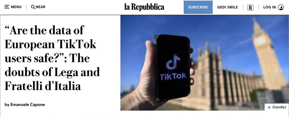 TikTok再遭数据安全质疑!多名欧洲议会议员敦促欧盟彻查
