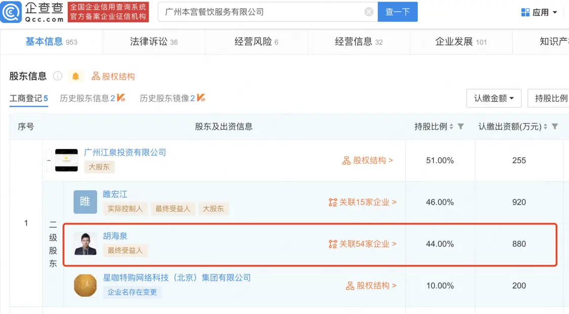 胡海泉奶茶公司被强制执行15万 此前曾因偷税被罚