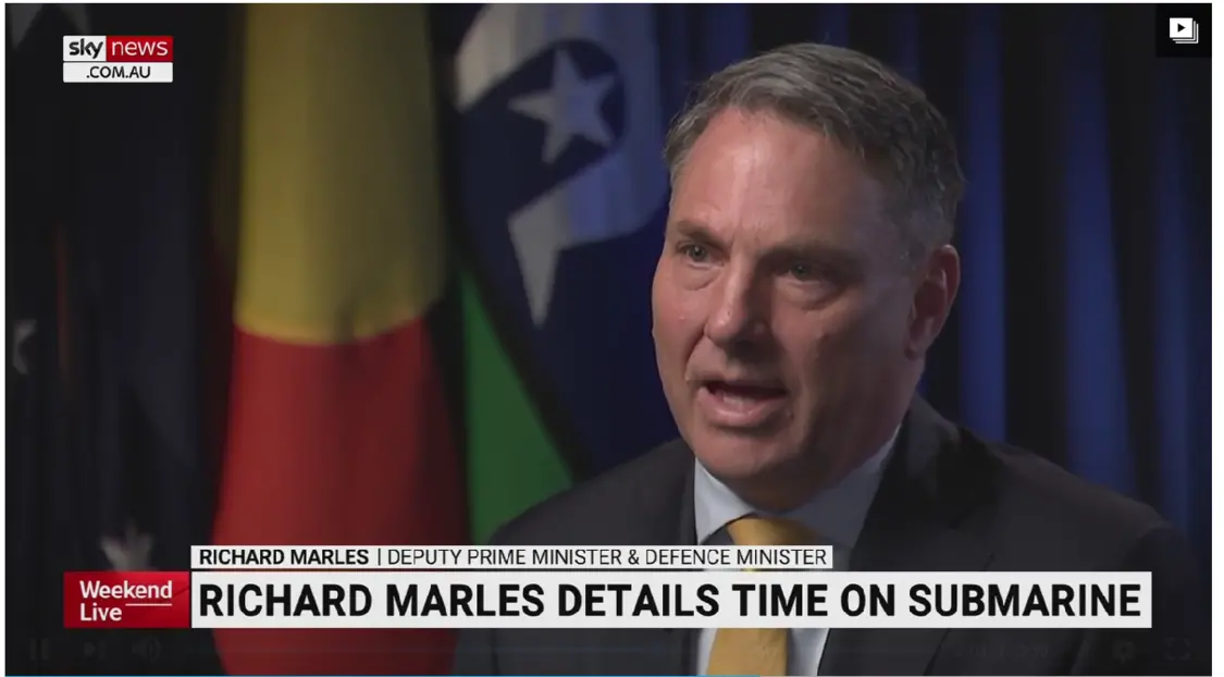 澳国防部长理查德·马尔斯接受天空新闻网采访