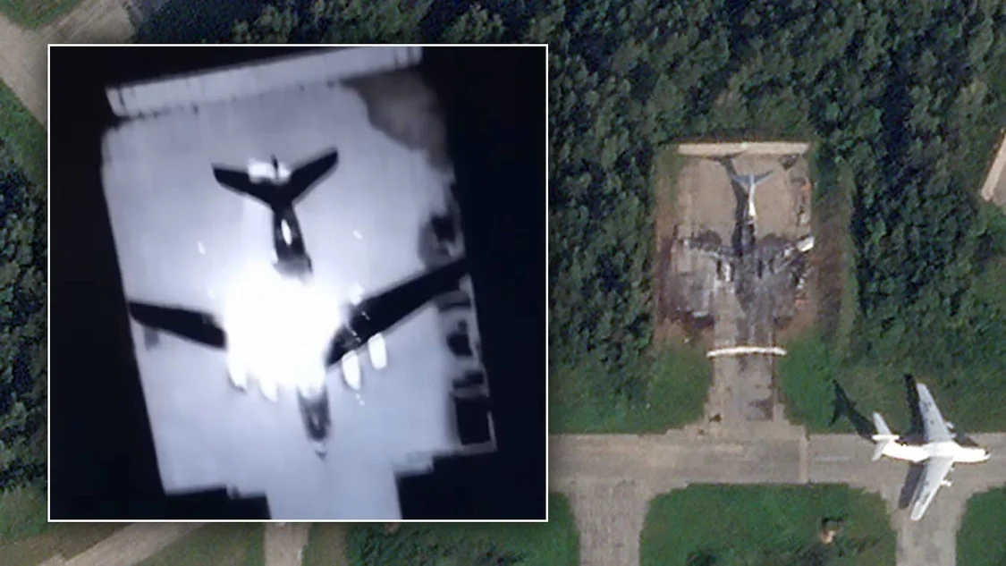 俄军伊尔-76运输机遭袭画面 图源：美国“动力”网站