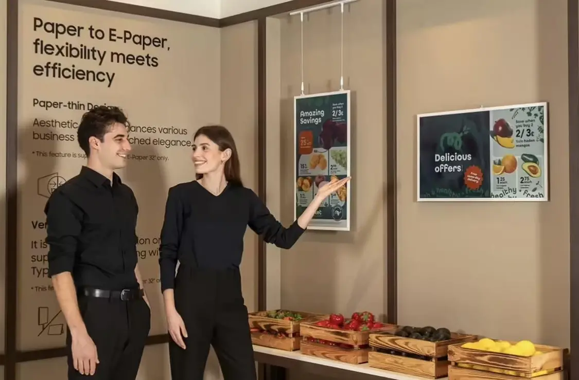 三星ISE 2025展示75英寸彩色电子纸广告牌：5K分辨率墨水屏面板+TizenOS