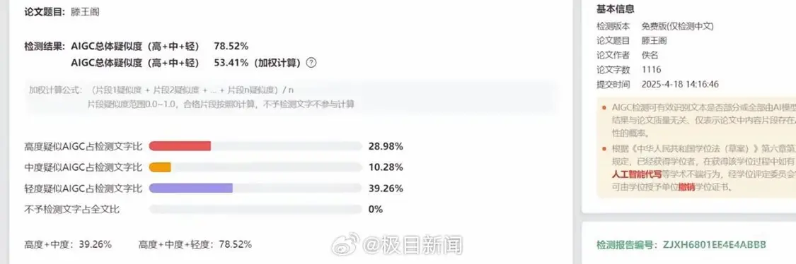 高校限制畢業(yè)論文AI使用率引爭(zhēng)議：有同學(xué)稱(chēng)純手寫(xiě)論文AI查重率高達(dá)60%