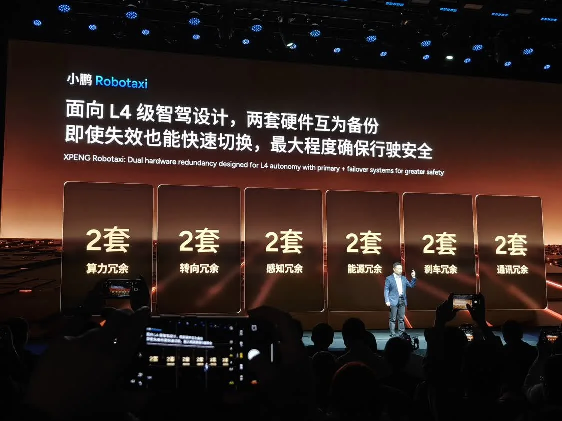 小鹏汽车2026年将推出三款Robotaxi车型 两套硬件保证安全