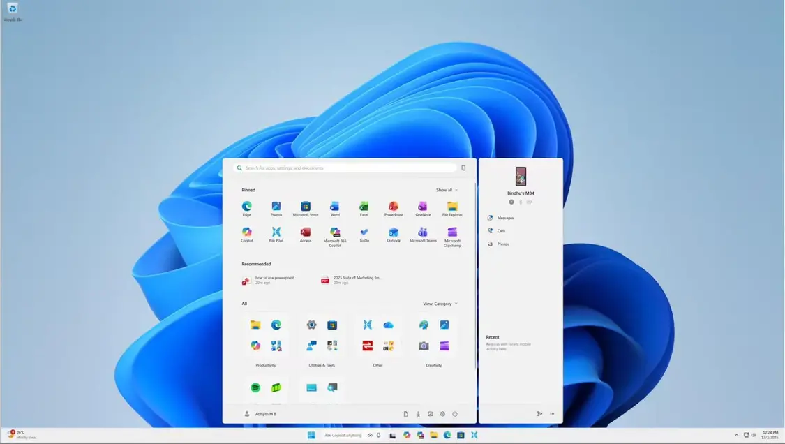 Start menu in a 14 inch 4K screen with 150% Scale