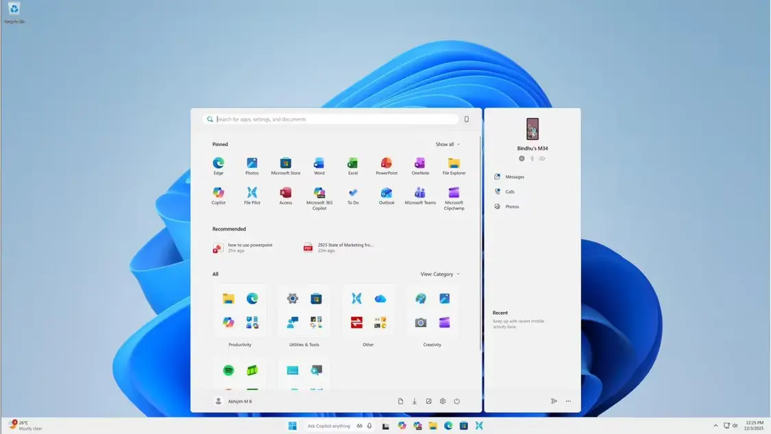 Start menu in a 14 inch 4K screen with 175% Scale
