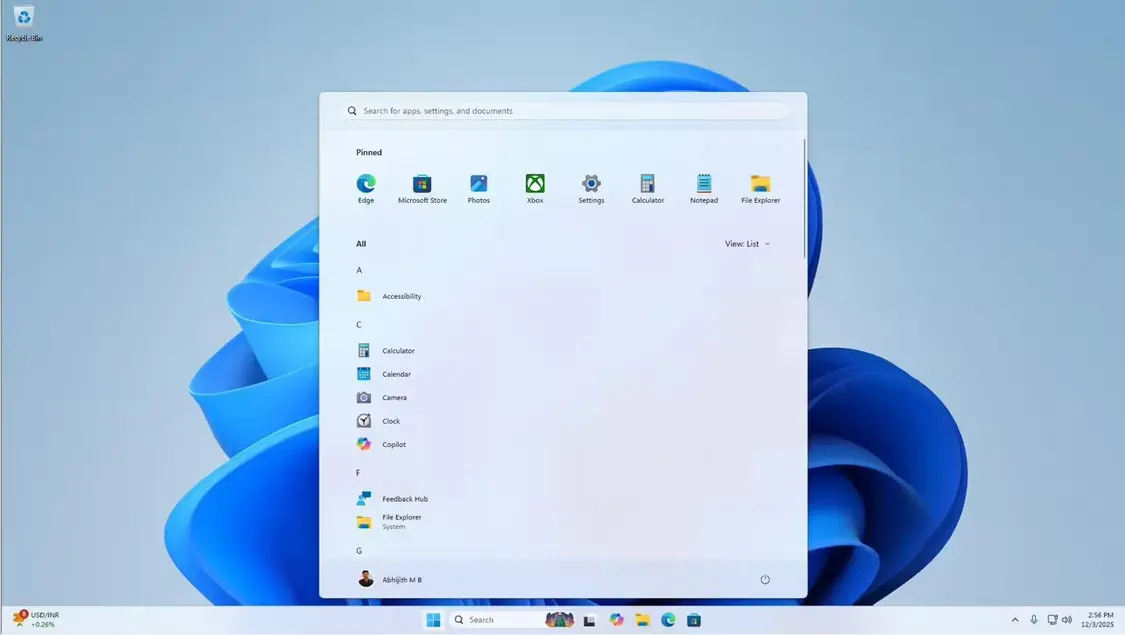 The Start menu doesn't reduce size in List view