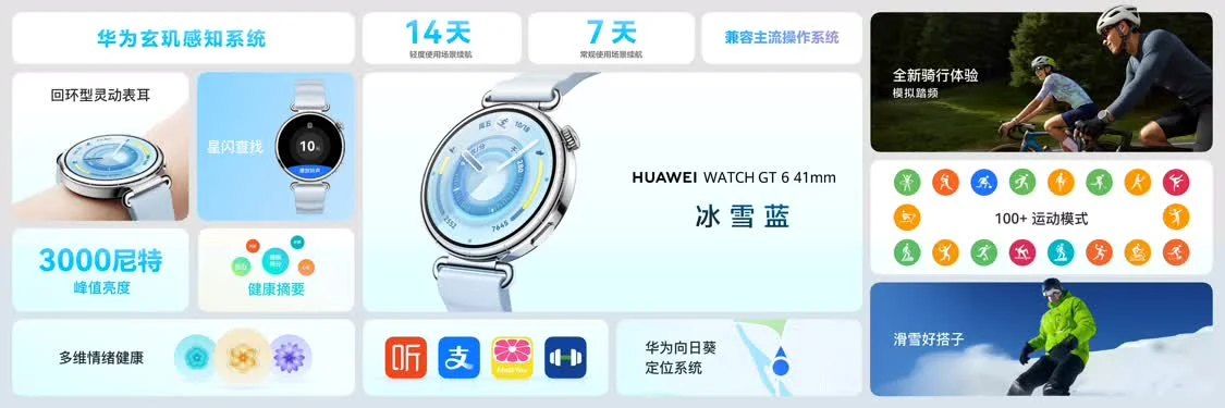 华为WATCH GT 6冰雪蓝新色发布：滑雪模式精准升级，售价1488元