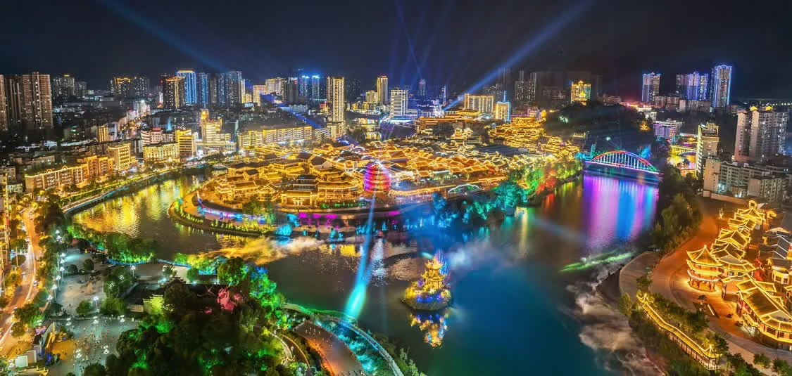 贵州铜仁夜景航拍