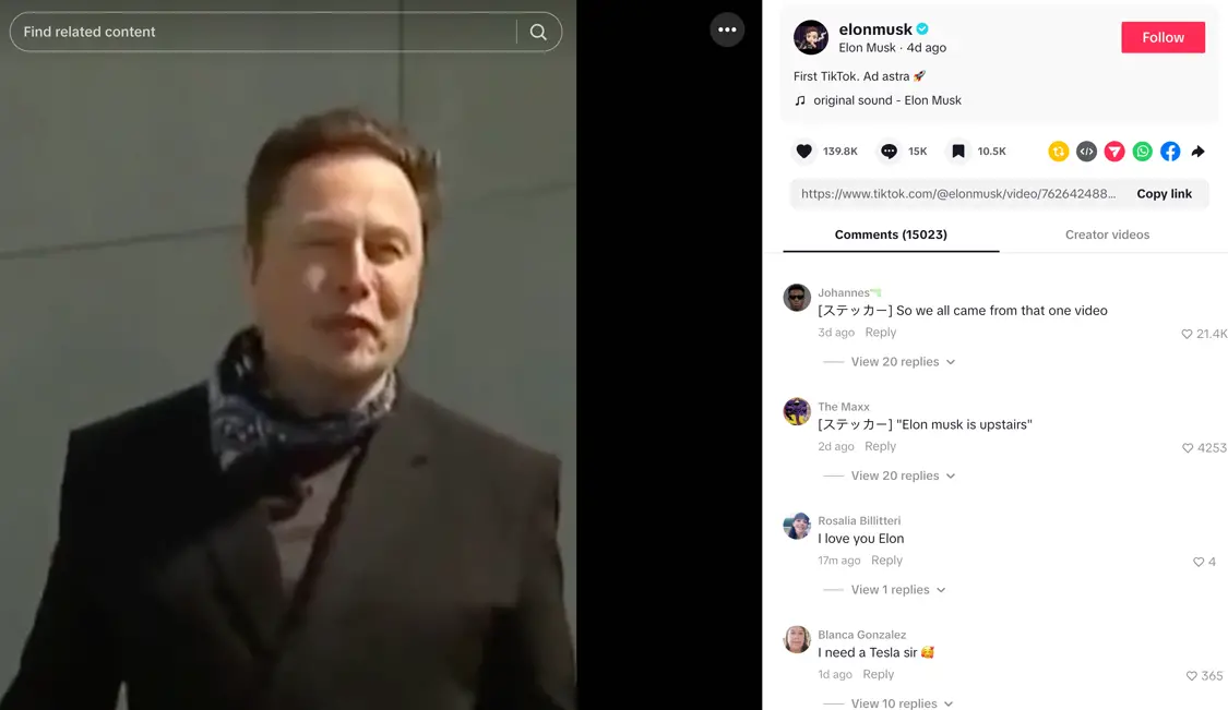 该账号发布的首个帖子