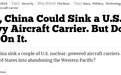 中国可击沉2艘美军航母？美学者警告：最好不要轻易尝试