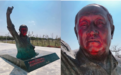 蒋介石铜像遭破坏后，“台独”分子雕像也被泼漆