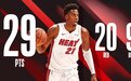 NBA官方评选今日最佳数据：怀特塞德29分20篮板9盖帽当选