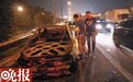 北京北五环上清桥汽车自燃 致道路拥堵3公里(图)