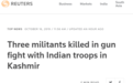 克什米尔再爆枪战！印方称3名武装人员被击毙
