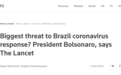 巴西应对新冠最大威胁是什么？《柳叶刀》：总统博索纳罗