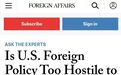 美对华外交政策是否过于敌视？美国《外交》杂志做了个调查