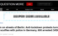 警方与抗议人士激烈冲突！柏林爆发大规模反封锁抗议活动 约600人被捕