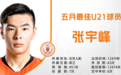 德转：前中超月度最佳U21球员张宇峰自由转会加盟长春亚泰