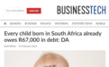 南非反对党：南非婴儿一出生就背负6.7万兰特的债务