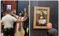 突发！卢浮宫内，“老妇人”突然从轮奇上站起来袭击名画《蒙娜丽莎》，向她涂抹蛋糕奶油…