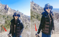 央视主持李思思带儿子爬山 坐巨石上摆拍不嫌脏