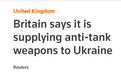 英国开始向乌克兰提供轻型反装甲防御武器系统