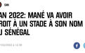 塞内加尔将用马内的名字命名一座体育场