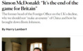 西蒙·麦克唐纳：英国大国地位已终结，不应与中国为敌