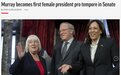 美国选出首位女性参院临时议长 系总统第三顺位继承人