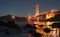 美国旧金山金门大桥夜景美如画