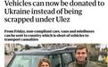 伦敦承诺市民旧车援乌，英媒爆料：车停放在郊区“生锈”