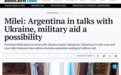 阿根廷总统：与乌克兰进行援助谈判 或包括军援