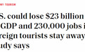【世界说】研究：关税战、“美国优先”劝退赴美游客 或致美国经济损失230亿美元