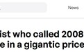 曾预言2008年金融危机的顶级经济学家警告：“我们正处于巨大的价格泡沫之中”