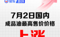 国内油价将于7月1日24时起调整 加满一箱油将多花9元