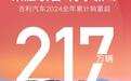 新能源渗透率超50%！吉利2024年销量超217万辆