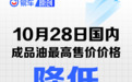 国内油价将于10月27日24时起调整 加满一箱油将少花10.5元